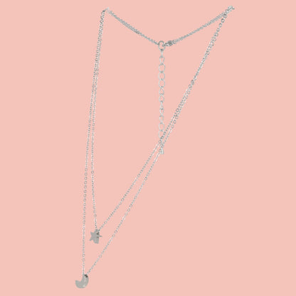 Double Chain Star & Moon Necklace