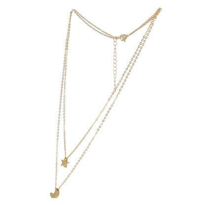 Double Chain Star & Moon Necklace (Gold Plated)
