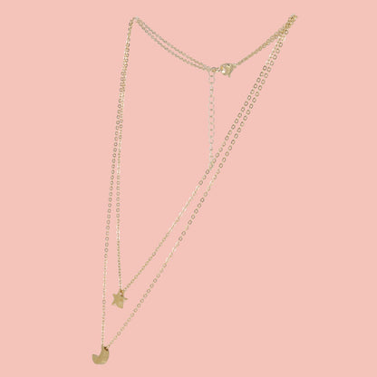 Double Chain Star & Moon Necklace (Gold Plated)