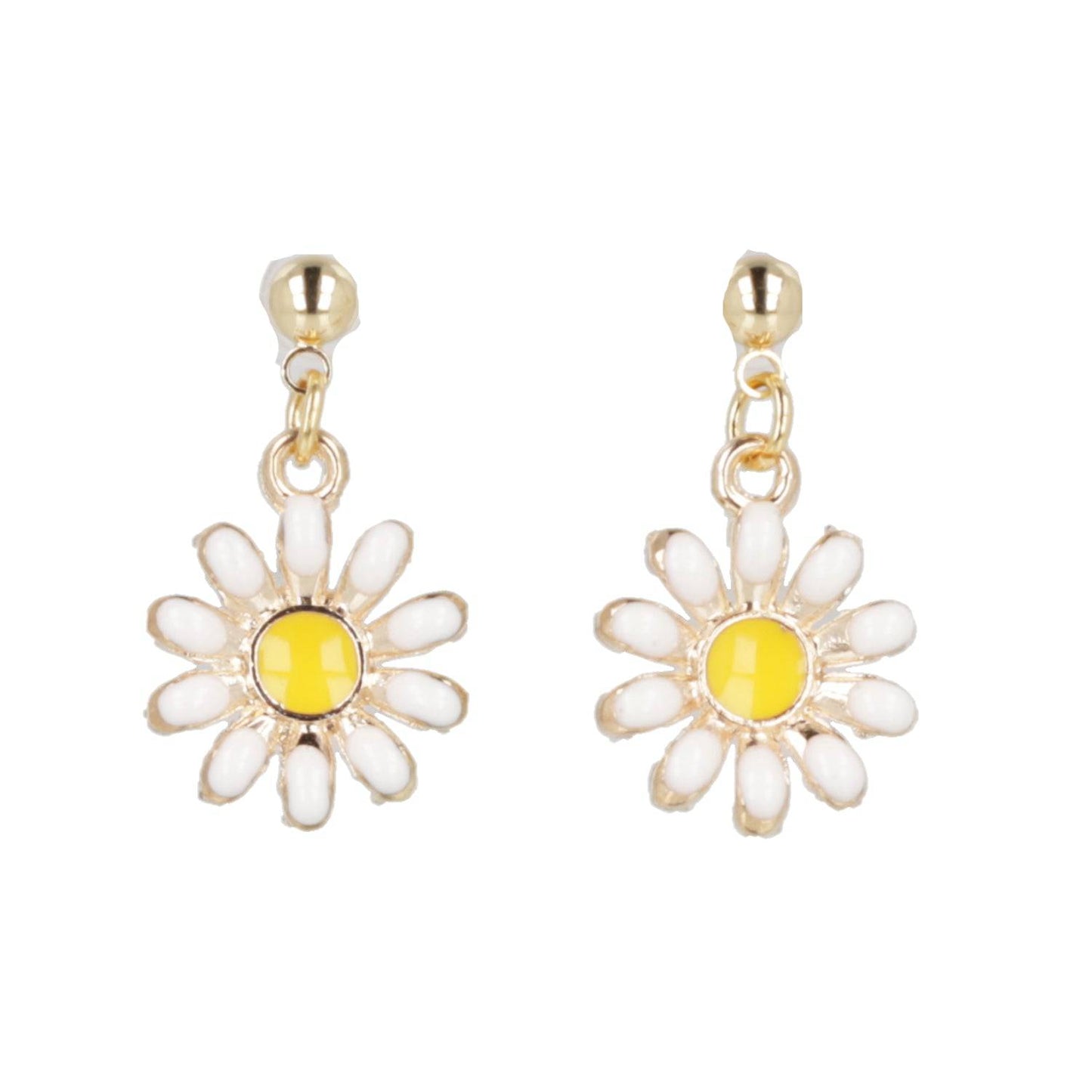 Enamel Daisy Drop Earrings
