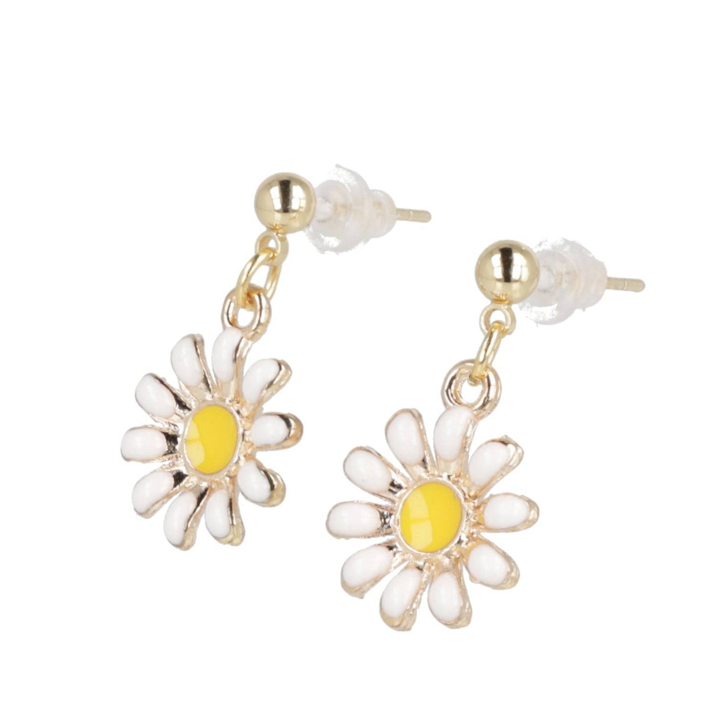 Enamel Daisy Drop Earrings