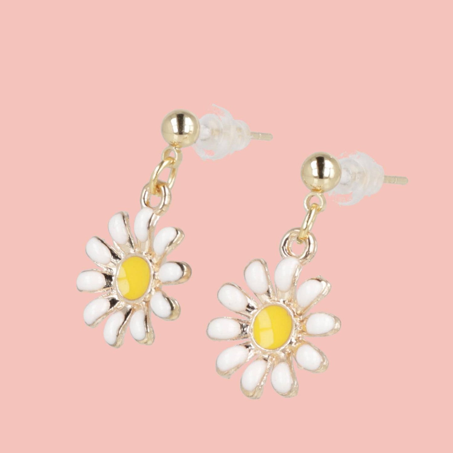 Enamel Daisy Drop Earrings