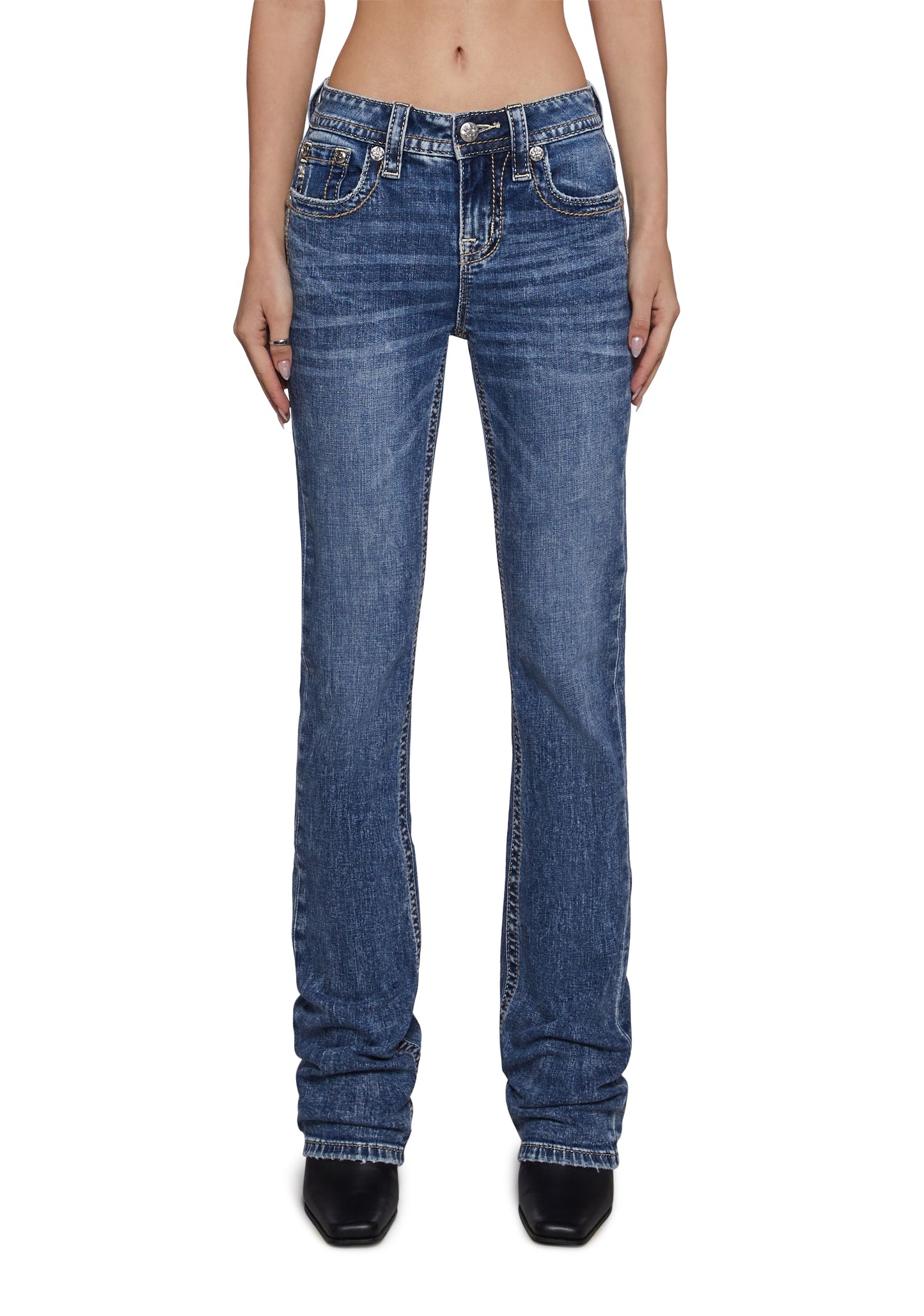 34" Mid Rise Denim Jeans
