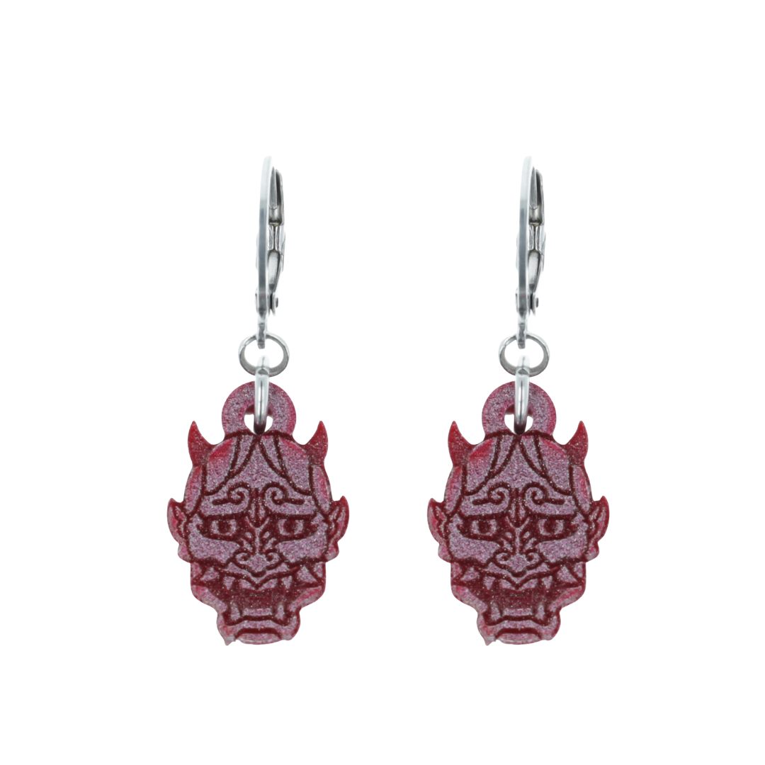 Demon Huggie Hoop Earrings - Pink