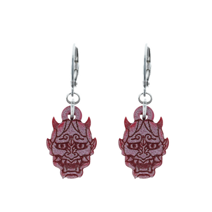 Demon Huggie Hoop Earrings - Pink