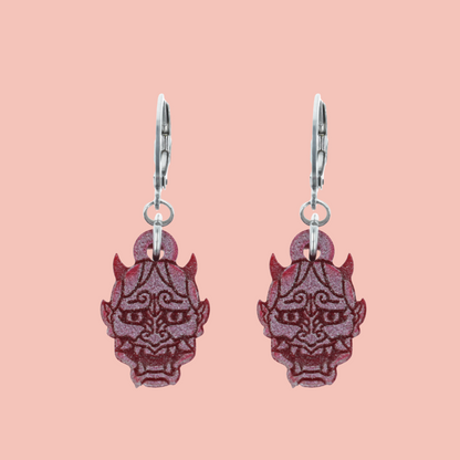 Demon Huggie Hoop Earrings - Pink