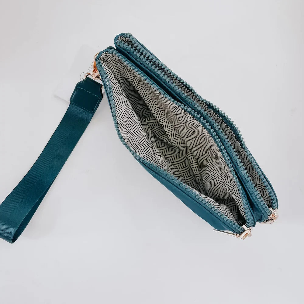 Cove Double Zip Nylon Wristlet Wallet - Teal