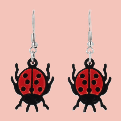Dotty For You Ladybird Earrings - Bright Red