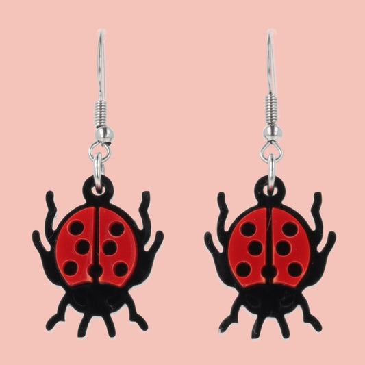 Dotty For You Ladybird Earrings - Bright Red