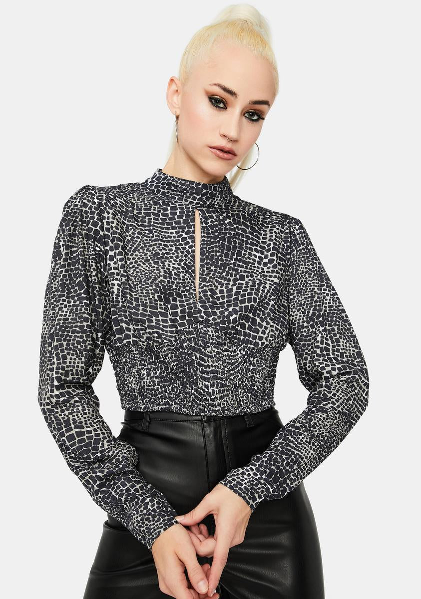 Abstract Croc Black Belovy Top