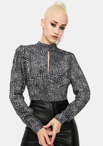 Abstract Croc Black Belovy Top