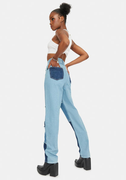 Adding Light Colorblock Jeans