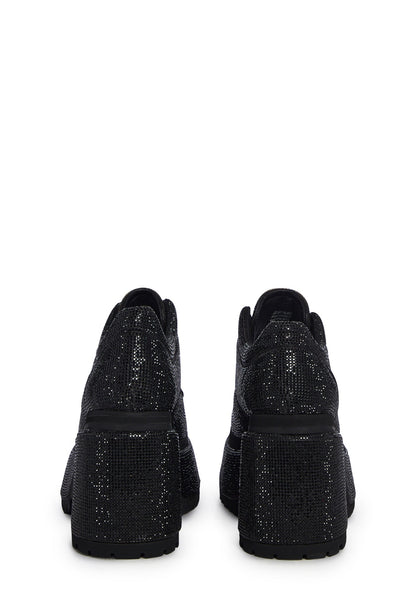 Acting Up Platform Oxfords - Rhinestone