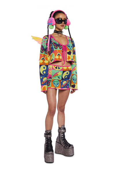 Acid Trippin Knit Mini Skirt