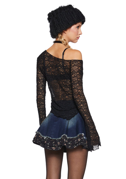 Add Up My Love Long Sleeve Top - Black
