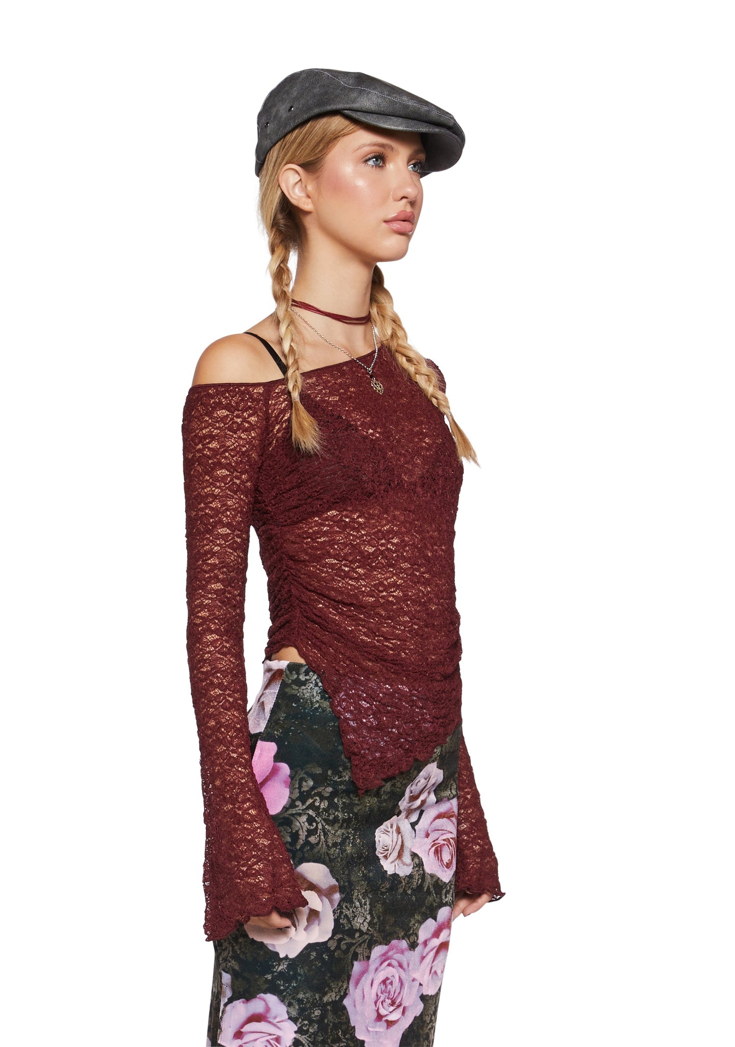 Add Up My Love Long Sleeve Top - Burgundy