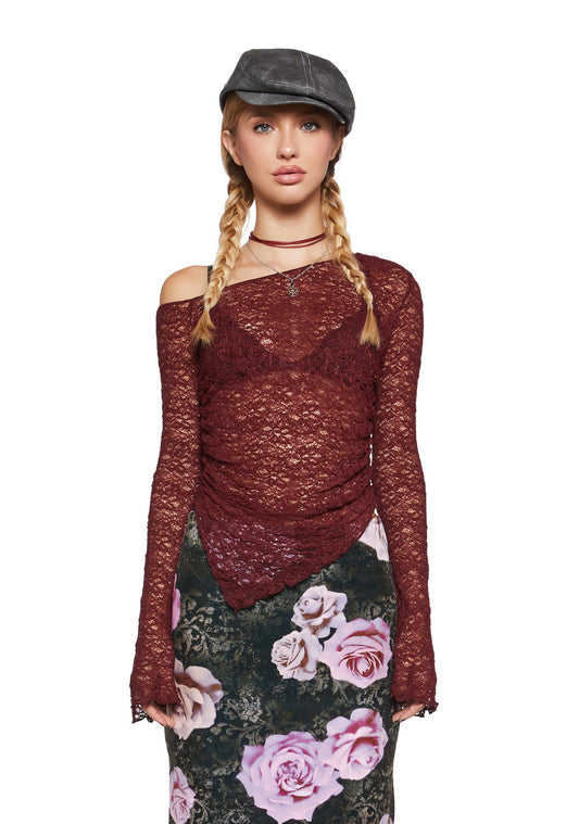 Add Up My Love Long Sleeve Top - Burgundy