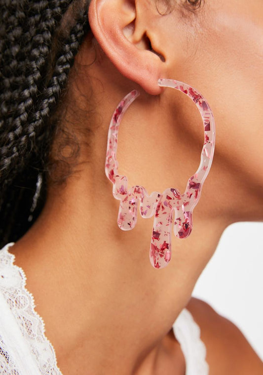 All This Drip Glitter Hoop Earrings