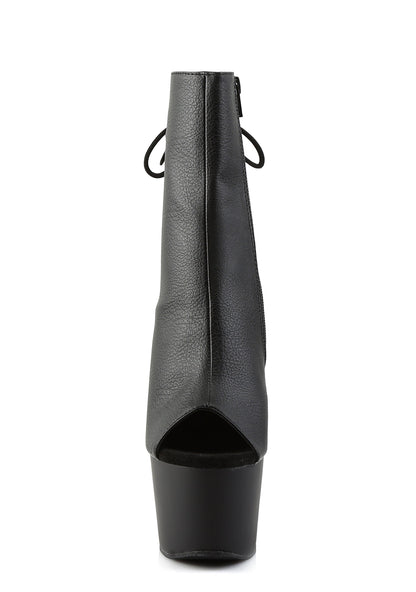 Adore-1018 Platform Ankle Boots-Black PU