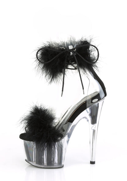 Adore-724F Platform Marabou Ankle Cuff Sandals-Black