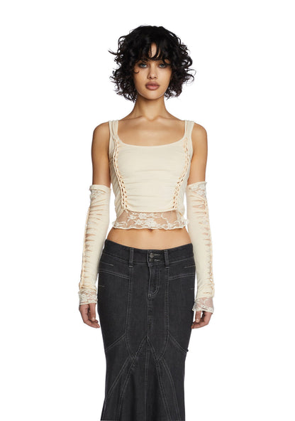 Alternative Spells Top & Gloves Set- Off White