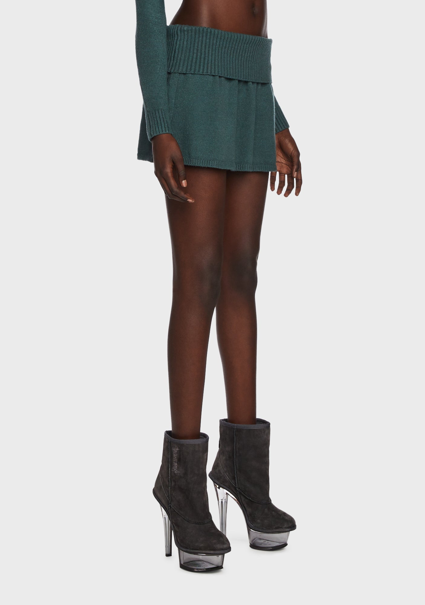 Allure Fold Over Knitted Mini Skirt