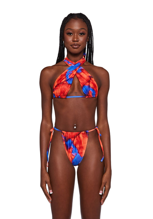 Abstract Print Bikini Top