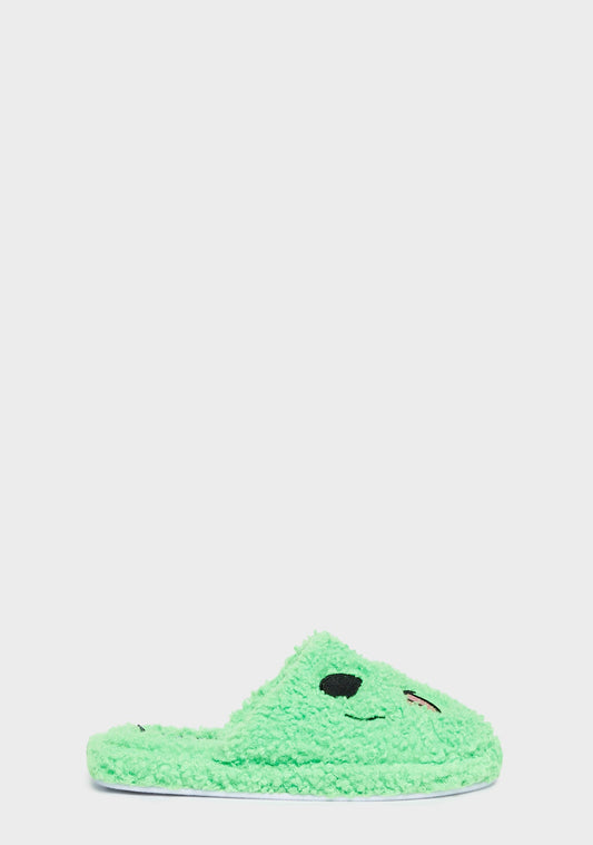 Alien Face Fuzzy House Slippers