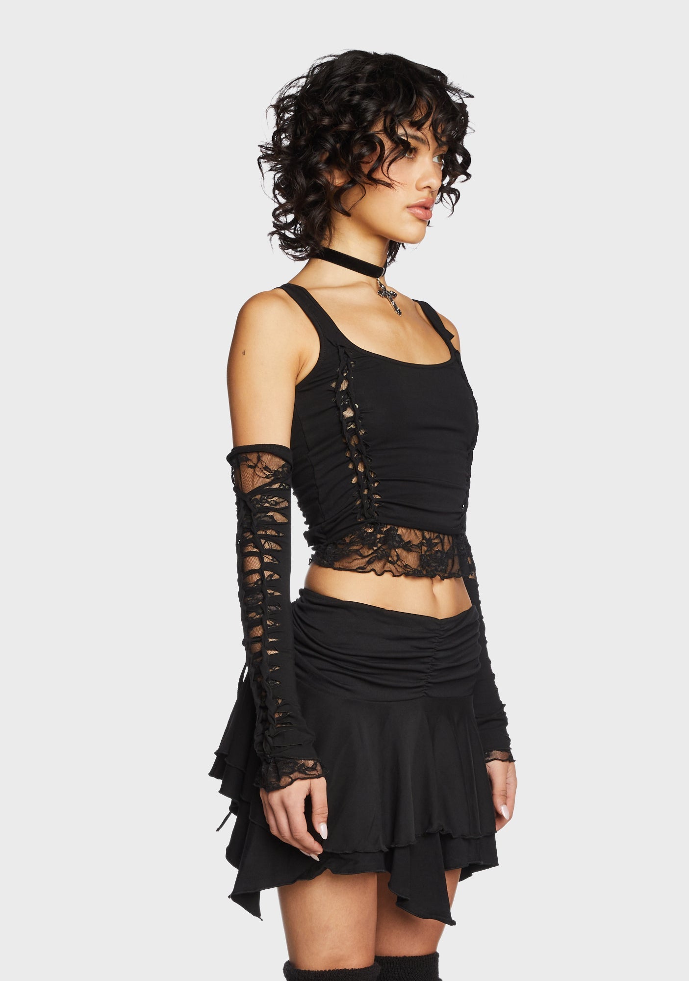 Alternative Spells Top & Gloves Set - Black