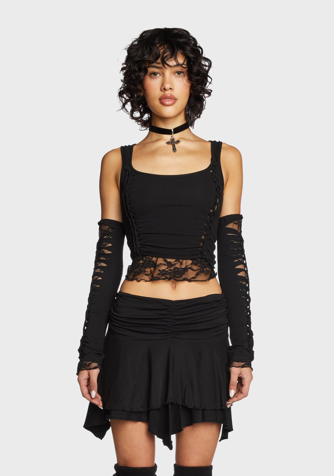 Alternative Spells Top & Gloves Set - Black