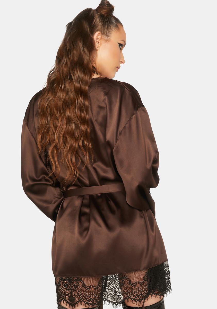 Alaia Chocolate Brown Caged Kimono