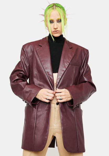 Agnes Vegan Leather Blazer