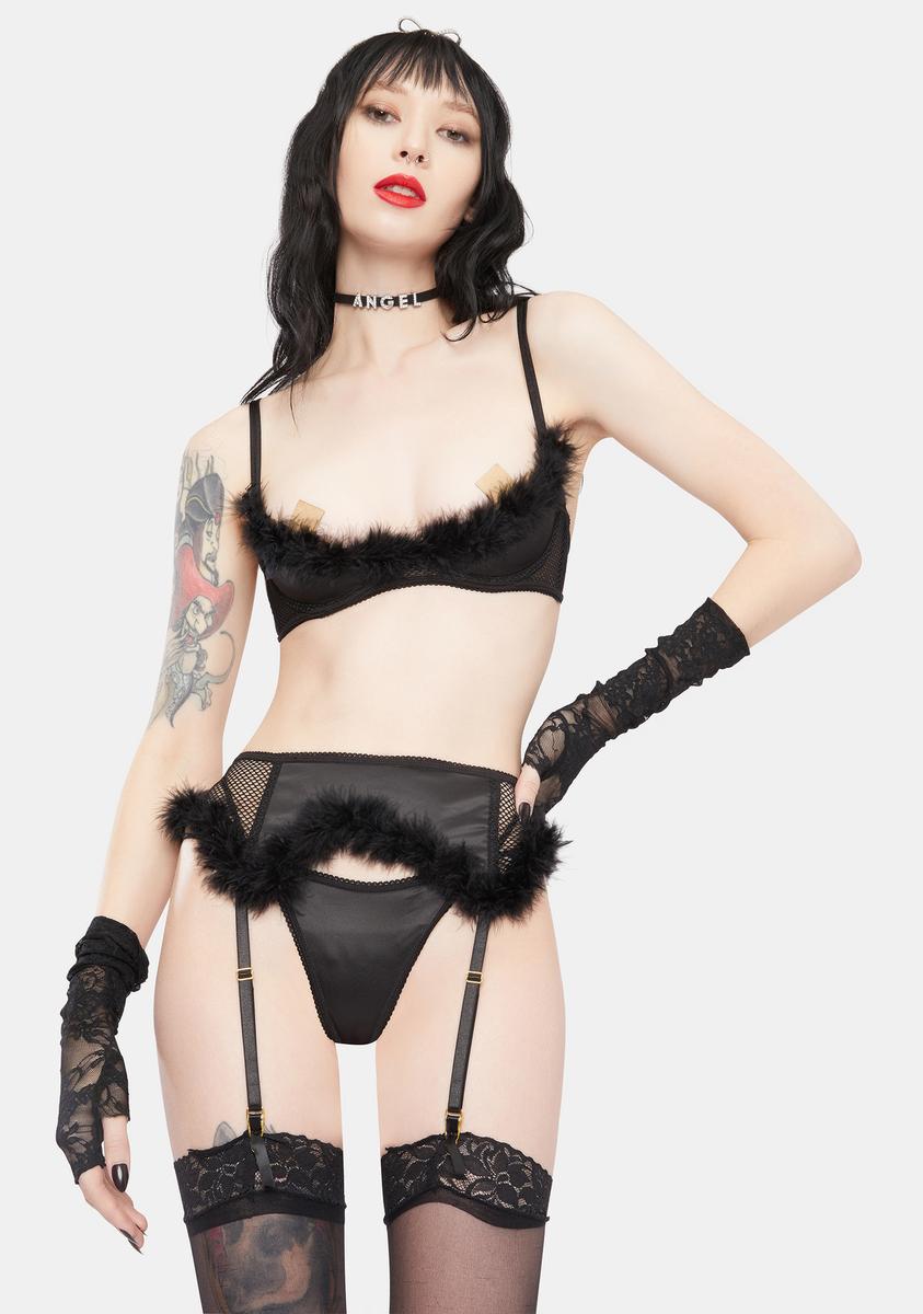 5 Minutes To Midnight Marabou Lingerie Set
