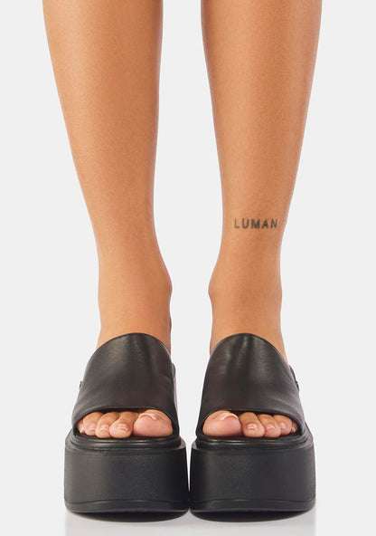 Abandon Black Leather Sandals